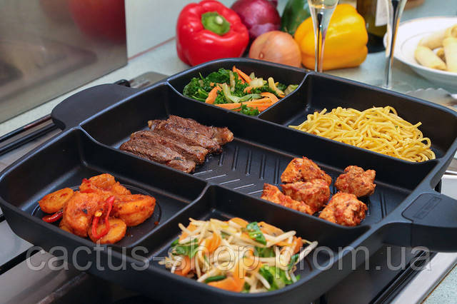 Сковородка универсальная чудо-гриль с антипригарным покрытием на 5 отделов Magic pan порционная инновационная - фото 6 - id-p1961049034