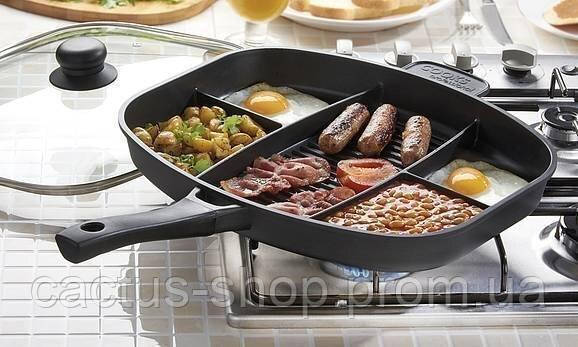 Сковородка универсальная чудо-гриль с антипригарным покрытием на 5 отделов Magic pan порционная инновационная - фото 8 - id-p1961049034