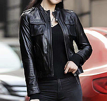 Жіноча шкіряна куртка Urban Чорний. (0012)