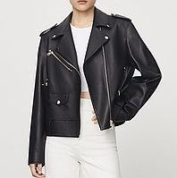 Жіноча шкіряна куртка косуха оверсайз Urban Чорний. (0016)