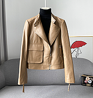 Жіноча шкіряна куртка косуха Urban Бежевий. (0028)