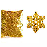Мелкий золотой глиттер для новогодних игрушек  0,2 мм 1.128, мелкие блестки золото новогодний декор 100 г