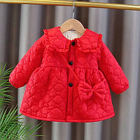 Детское демисезонное пальто для девочек. Красное пальтишко для детей. Куртка на весну / осень