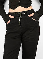 Джинси МОМ на гумці Єврозима Жіночі стильні джинси у великих розмірах від 30 до 36 Чорний колір, фото 2