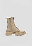 Зимові шкіряні черевики бежевого кольору на шнурівці та блискавкою, фото 4