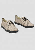 Жіночі шкіряні літні туфлі на шнурівці з перфорацією