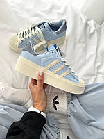 Жіночі кросівки ADIDAS SUPERSTAR BONEGA «BLUE/CREAM » блакитні адідас суперстар шкіряні