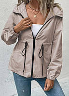 Женская удлиненная ветровка с капюшоном и удобными карманами на подкладке | Осенняя куртка | Норма и батал