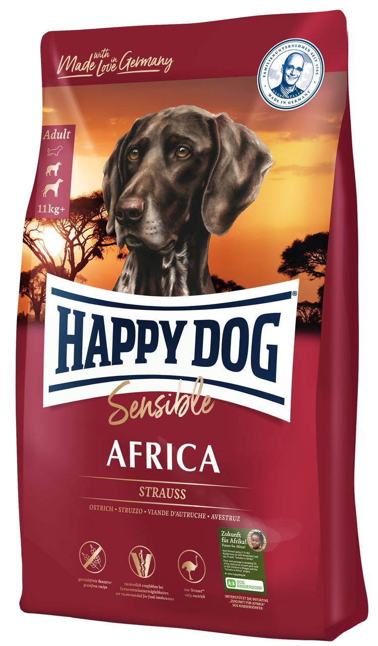 Корм сухий для дорослих собак у разі алергій Happy Dog Sensible Africa зі страусом 12,5кг