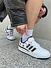 Чоловічі та Жіночі кросівки Adidas Forum 84 Low White Black білі з чорним взуття Адідас Форум шкіряні на липучці осінь весна літо, фото 7