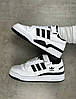 Чоловічі та Жіночі кросівки Adidas Forum 84 Low White Black білі з чорним взуття Адідас Форум шкіряні на липучці осінь весна літо, фото 9