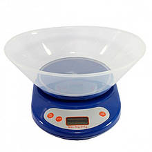 Електронні кухонні ваги KE-2-EK-02 до 5кг із овальною чашею Синій