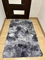 Пушистый мягкий на ощупь коврик в спальню. Серый мраморный коврик травка для дома 90*200см