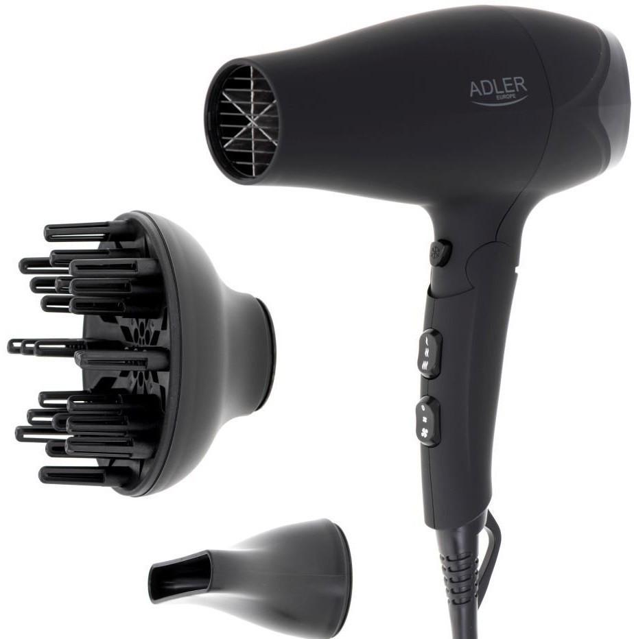 Фен Adler AD 2267 (2100 Вт, концентратор, дифузор, 2 швидкості, петля для підвішування, складна ручка)