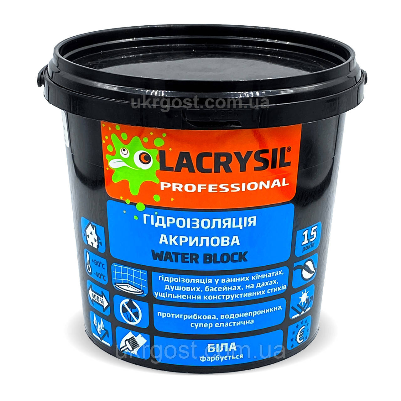 Гідроізоляційна мастика акрилова супереластична Lacrysil 6 кг