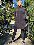 Жіноче пальто вільного крою з вовни альпака зі стійким коміром 56-60, фото 2