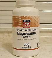 Магний Rite Aid Pharmacy Magnesium 500 mg 200 капсул магнезиум