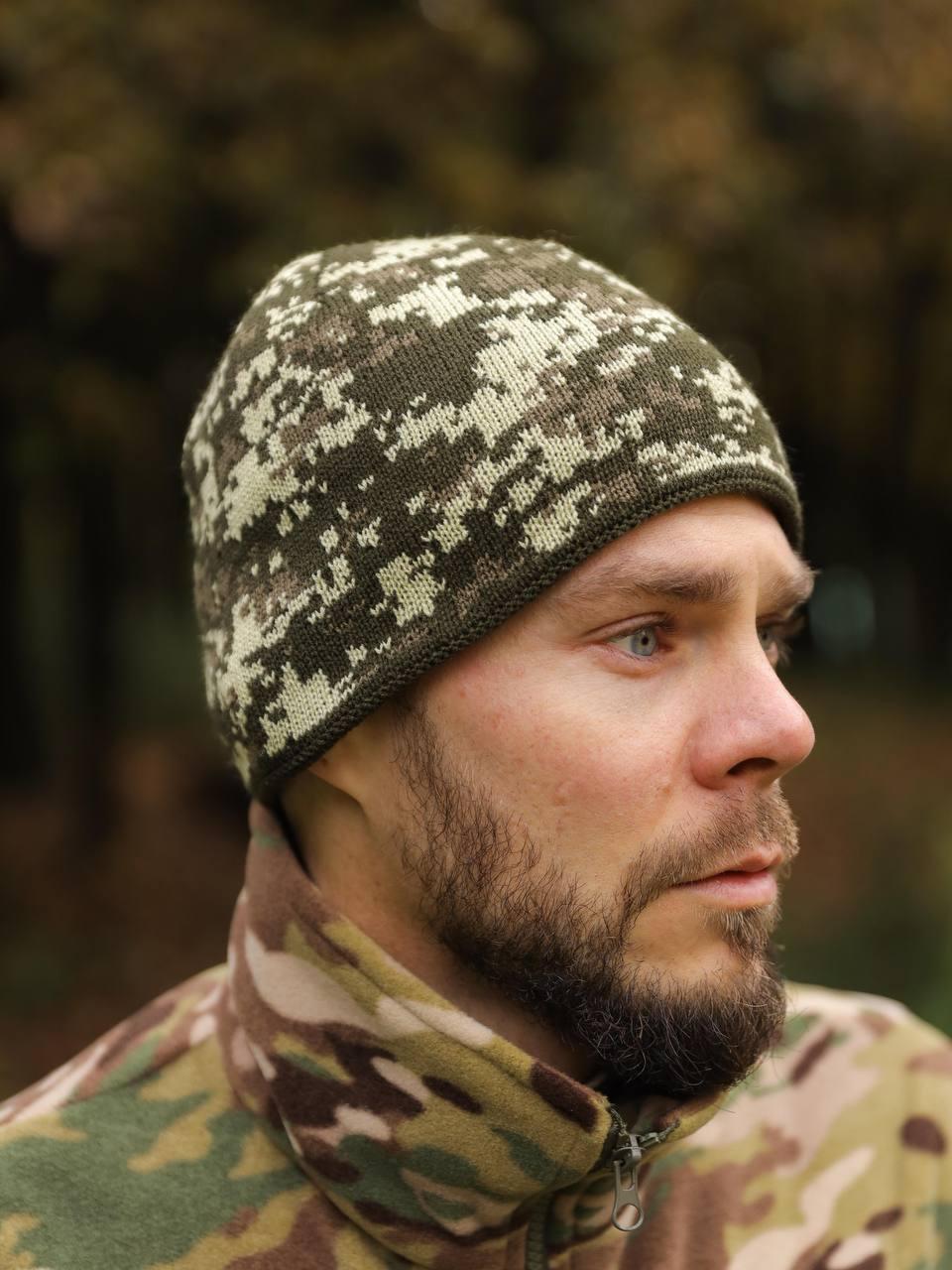 Шапка Вязка Піксель Пряма