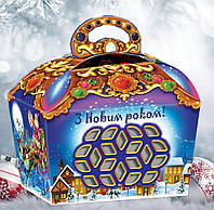 Картонная новогодняя коробка на 500г конфет 24-100-2
