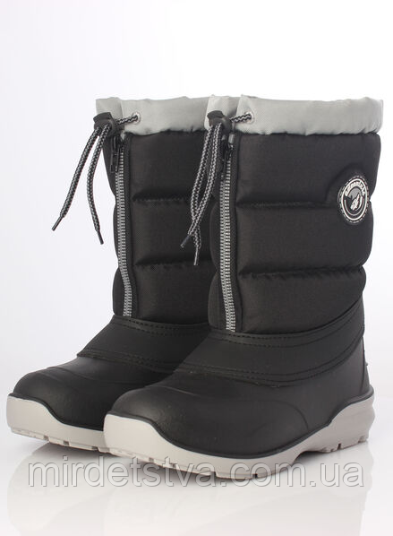 Зимові молодіжні підліткові чоботи на овчині з гумовою калошею Alisa Line чорний розмір 36-41
