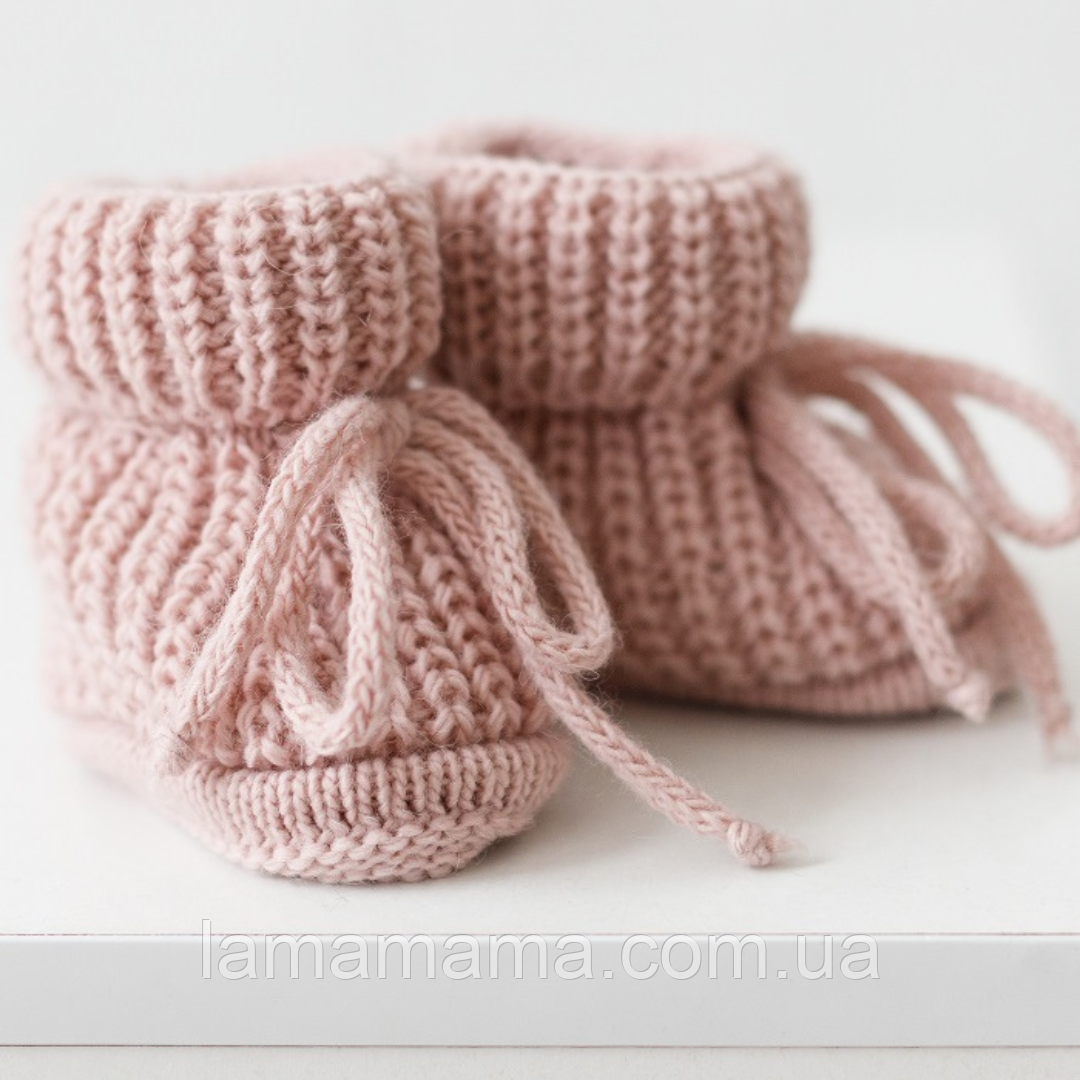 В'язані демісезонні пінетки для новонароджених Рожеві 6-12 міс. MagBaby, фото 1