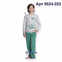 Детская теплая пижама для мальчика Baykar Арт. 9624-223 Серый с оливковым