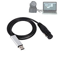 Кабель USB–DMX, адаптер DMX512 з мікропроцесором для світлового керування, 1 м