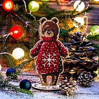 FLK-240 Медвеженок, набор для вышивания бисером по дереву интерьерной фигурки