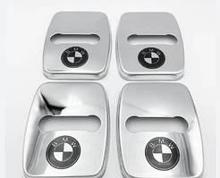 Накладка на дверний замок з емблемою BMW (БМВ) Комплект 4 шт колір хром ТИП А