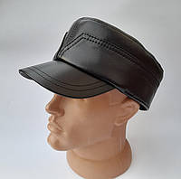 Мужская кепка из натуральной кожи мазепинка черного цвета кепка зсу украина 56