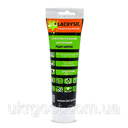 Монтажний клей акриловий Lacrysil Рідкі цвяхи Прозорий 150 г, фото 1