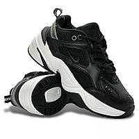 Кроссовки подростковые весенние Nike Air Monarch кожаные черные демисезонные 37