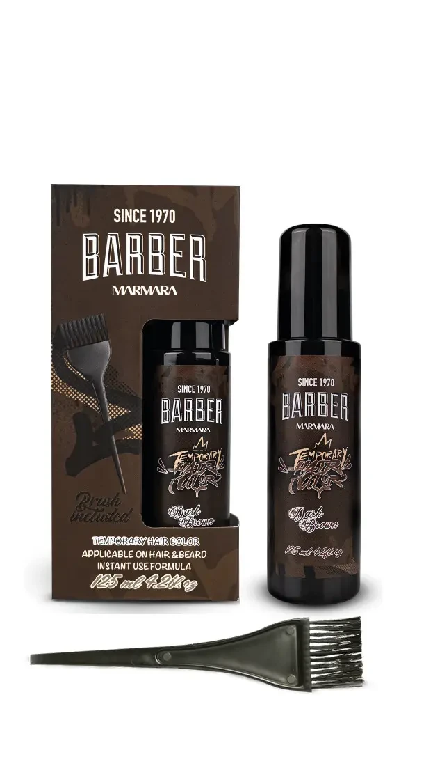 Спрей для тимчасового фарбування вусів та бороди Barber Marmara Hair Color 125мл Темно-коричневий