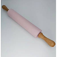 Силіконова качалка 43 х 5.5 см з дерев'яними ручками Рожева Stenson 2993