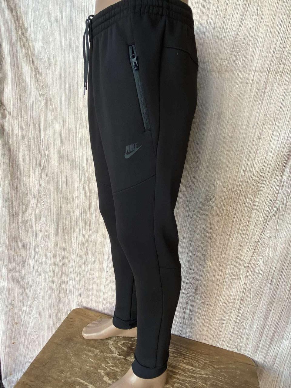 Чоловічі теплі зимові спортивні штани Nike (Найк), Чоловічі спортивні чорні штани, Зима. Чоловічий одяг, фото 1