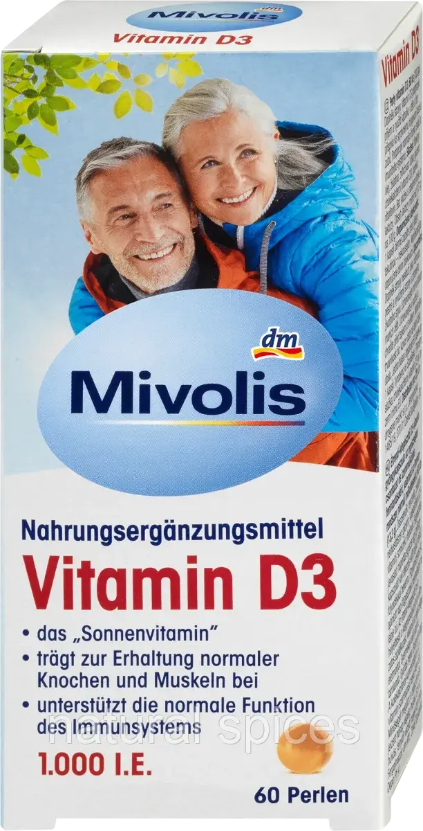 Вітамін D3 капсули 1000 МО 60 штук Mivolis  Vitamin D3 Perlen 1000 I.E. 60 St, 13.3 g