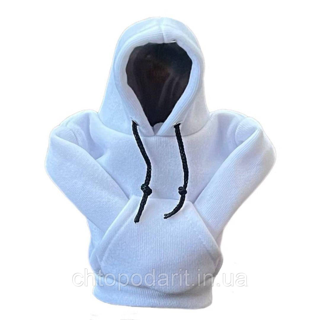 Кар Худі, Car Hoodie, аксесуар на кулісу, кофта на важіль КПП у машину, толстовка білого кольору Код 00-0060