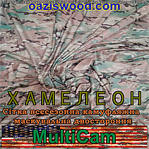 Мультикам - Хамелеон зима/літо 1,5м шириною. Всесезонна двостороння сітка маскувальна камуфляжна, фото 2