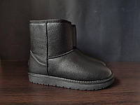 Угги черные кожаные высокие зимние ботинки теплые 41р - (26см)