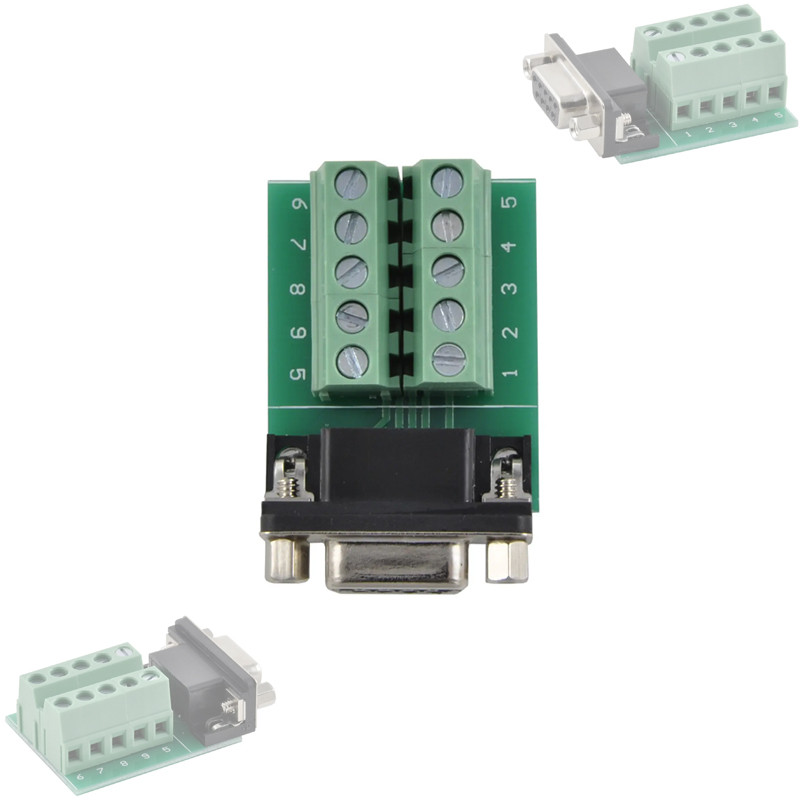 Перехідник RS232 DB9 COM-порт вилка мама - клемники 9pin, фото 1