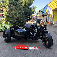 Электромобиль детский электро мотоцикл Harley Davidson M 5049EL-2 с коляской, черный