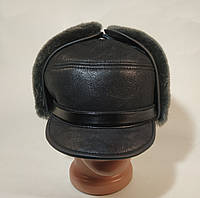 Мужская шапка ушанка из натурального меха овчины дубляж 57-58