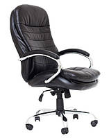 Компьютерное кресло эргономичное комфортное Валенсия В Valencia V Хром механизм М2 черный кожзам Richman