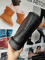 Кожаные угги черные высокие зимние ботинки валенки теплые 43р - (27см)