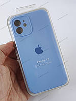 Чехол для iPhone 12 с закрытым низом / Чехол на айфон 12 (Silicone Case) нежно-голубой