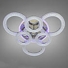 Сучасна світлодіодна люстра 130 Вт з підсвічуванням та пультом колір каркасу хром D-MX3881/3+3HR LED 3color dimmer, фото 5