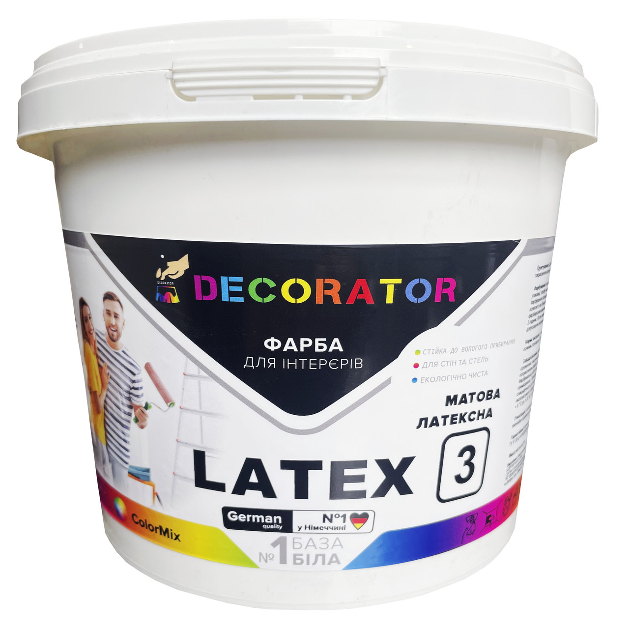 Фарба інтер'єрна для внутрішніх робіт DECORATOR LATEX 3, (біла В1)