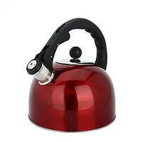 Кухонный бытовой чайник со свистком для электрических и газовых плит Rainberg 3L Красный
