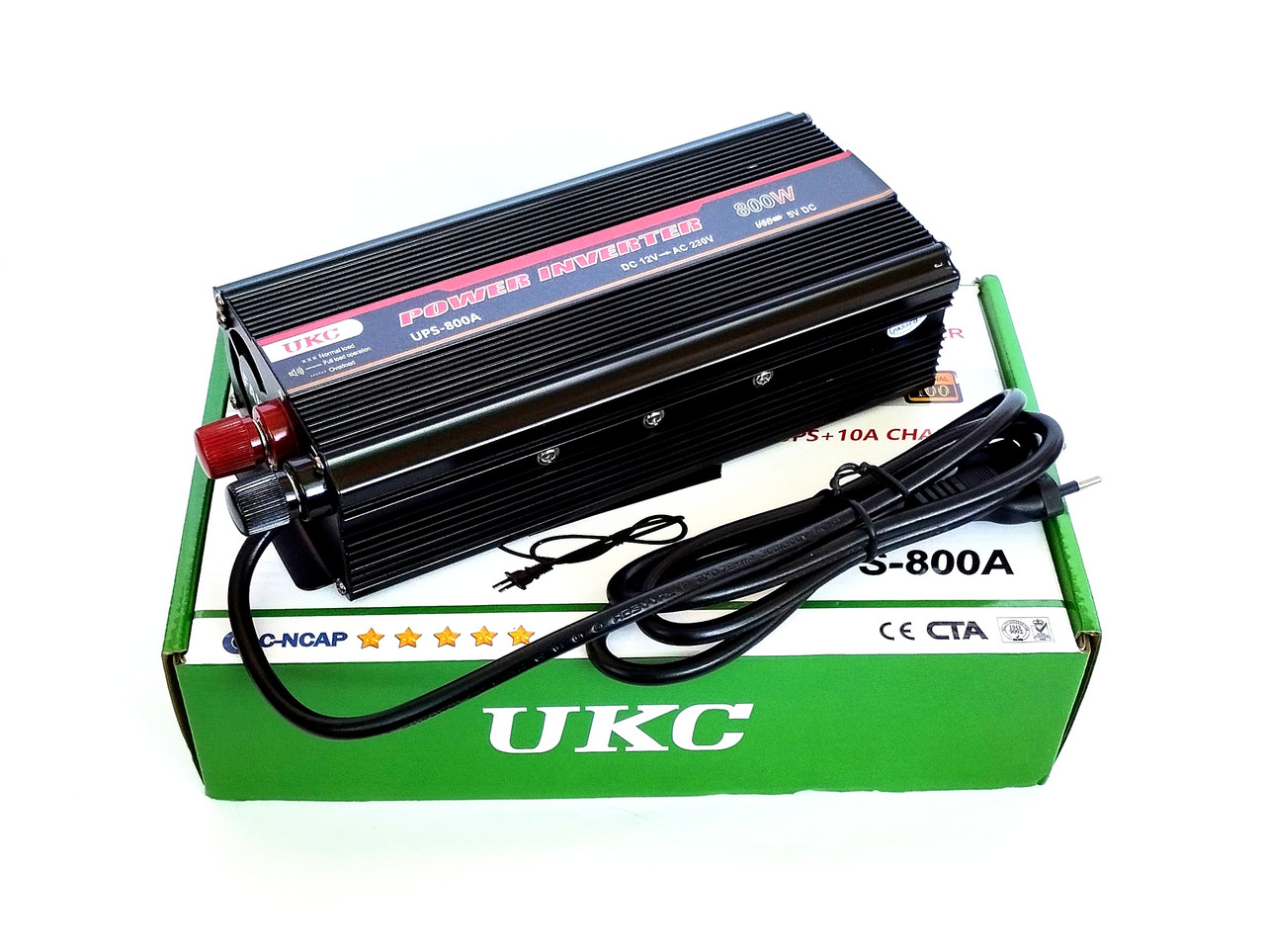 Перетворювач UKC 12V-220V UPS-800A із зарядним пристроєм для акумулятора