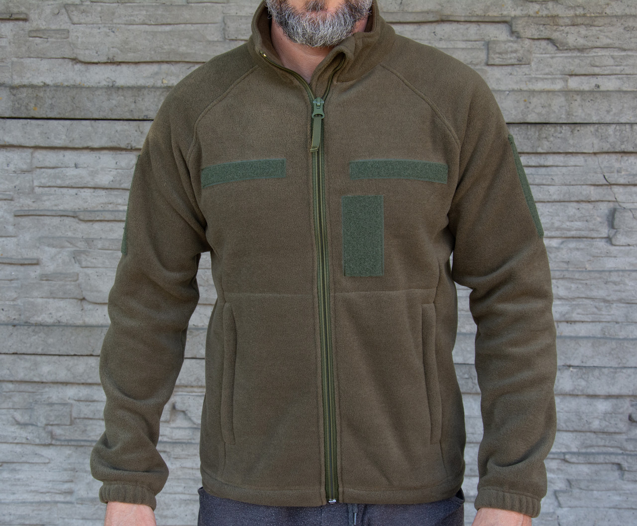 Кофта чоловіча турецький фліс 320 г/м.кв. колір хакі ВСУ 4XL (66-68)
